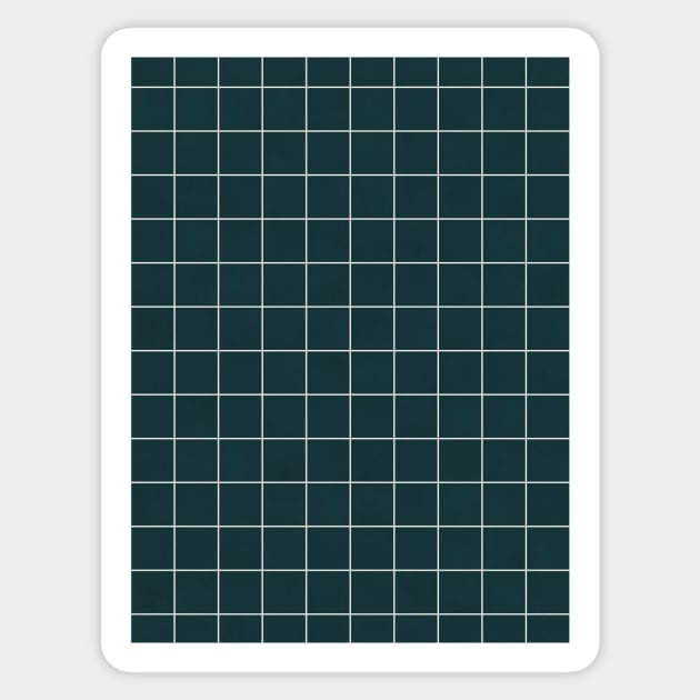 Small Grid Pattern - Green Tinted Navy Blue Sticker by ZoltanRatko